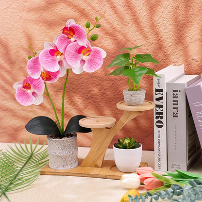 16.5 Inch Pink Artificial Orchid Flowers in Pot, Fake Orchid Plant