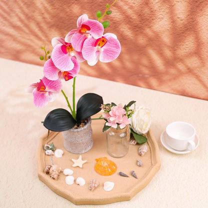 16.5 Inch Pink Artificial Orchid Flowers in Pot, Fake Orchid Plant