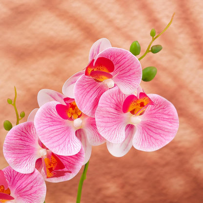 16.5 Inch Pink Artificial Orchid Flowers in Pot, Fake Orchid Plant