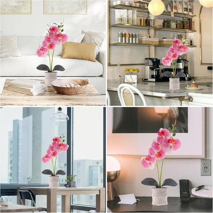 16.5 Inch Pink Artificial Orchid Flowers in Pot, Fake Orchid Plant