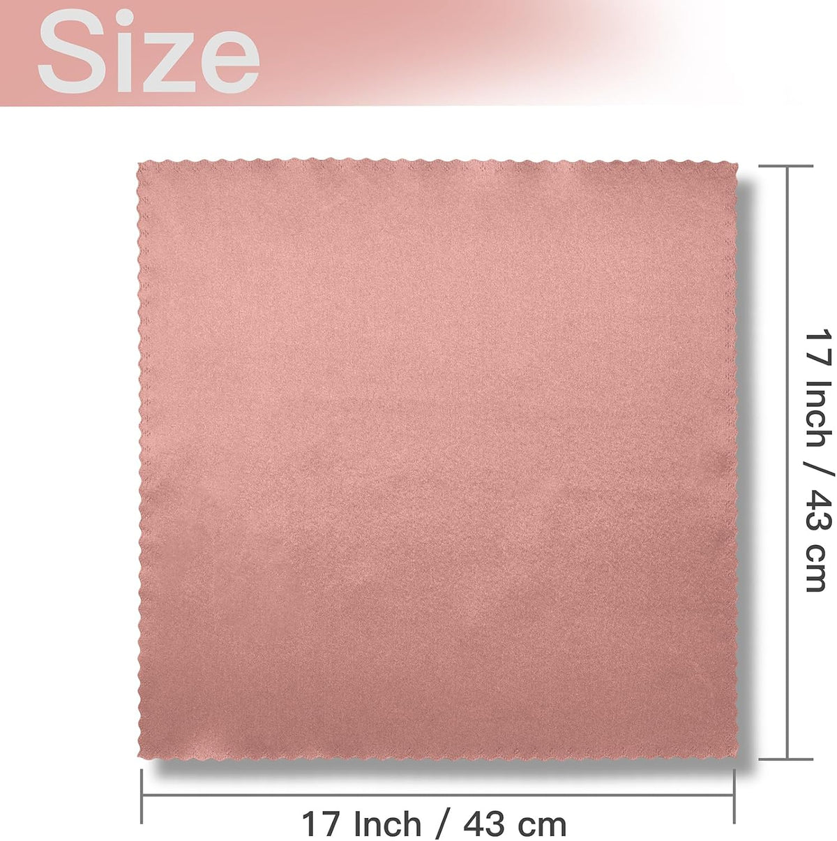 100 Pack Rose Gold Scalloped Satin Napkins 17x17 Inch Wedding