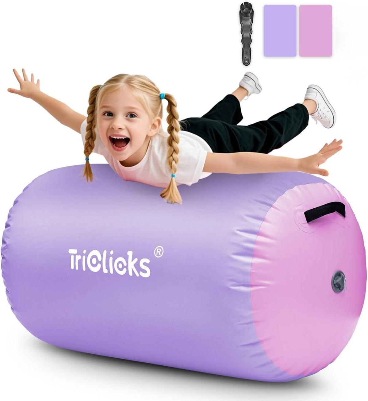 Gymnastics Barrel Inflatable Air Roller Barrel Tumble Track Equipment Octagon Mat for Backhandspring Trainer Yoga Cheerleading Home Use Gym Without Pump