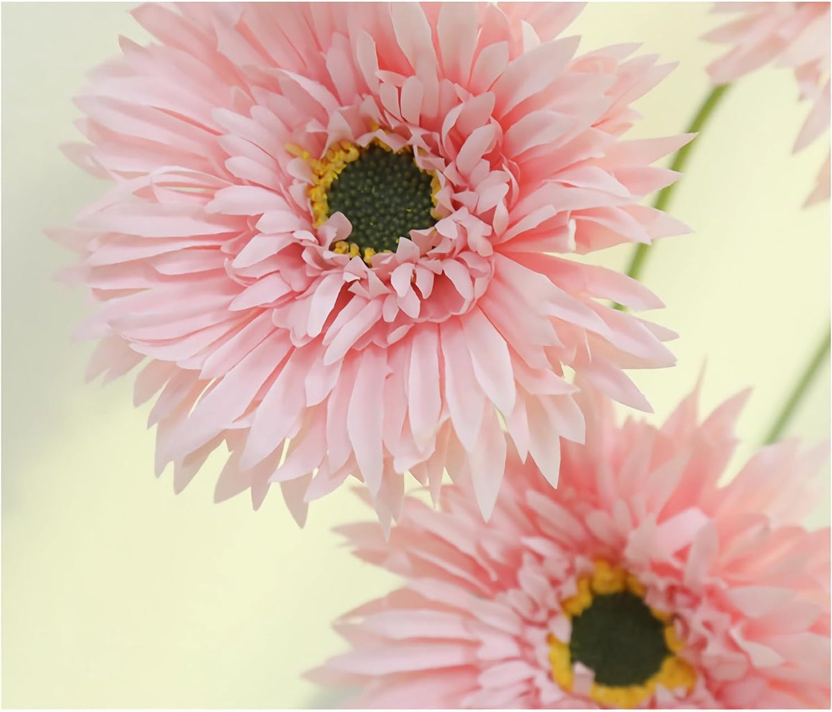 6pcs Artificial Gerbera Daisy Flowers 17" Fake Daisies Faux Silk African Daisy for Vase Bouquets Home Office Wedding Decor.(Pink)