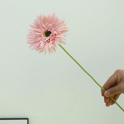 6pcs Artificial Gerbera Daisy Flowers 17" Fake Daisies Faux Silk African Daisy for Vase Bouquets Home Office Wedding Decor.(Pink)