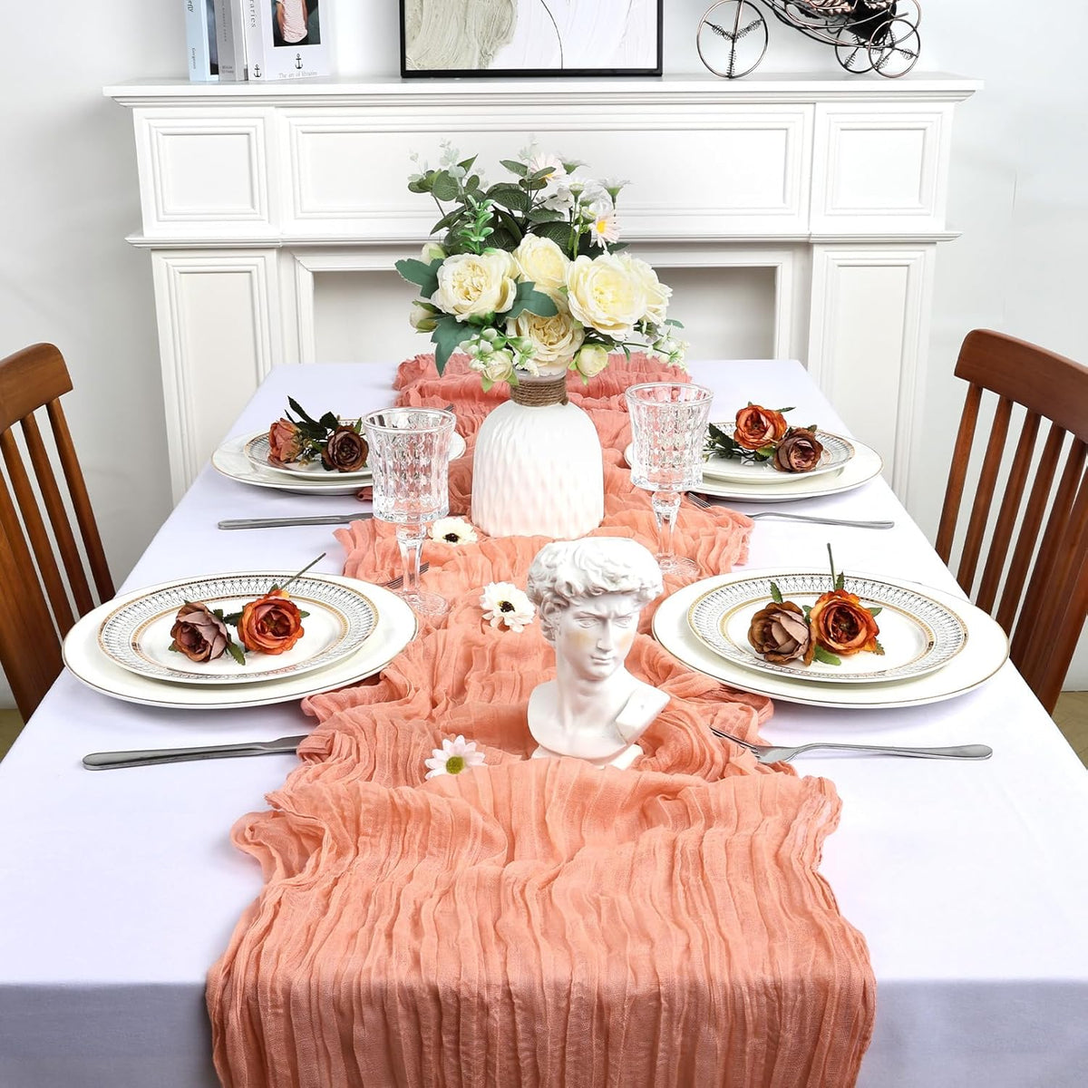 8 Pack 23 x 120 Inch Coral Table Runner 10Ft Cheesecloth