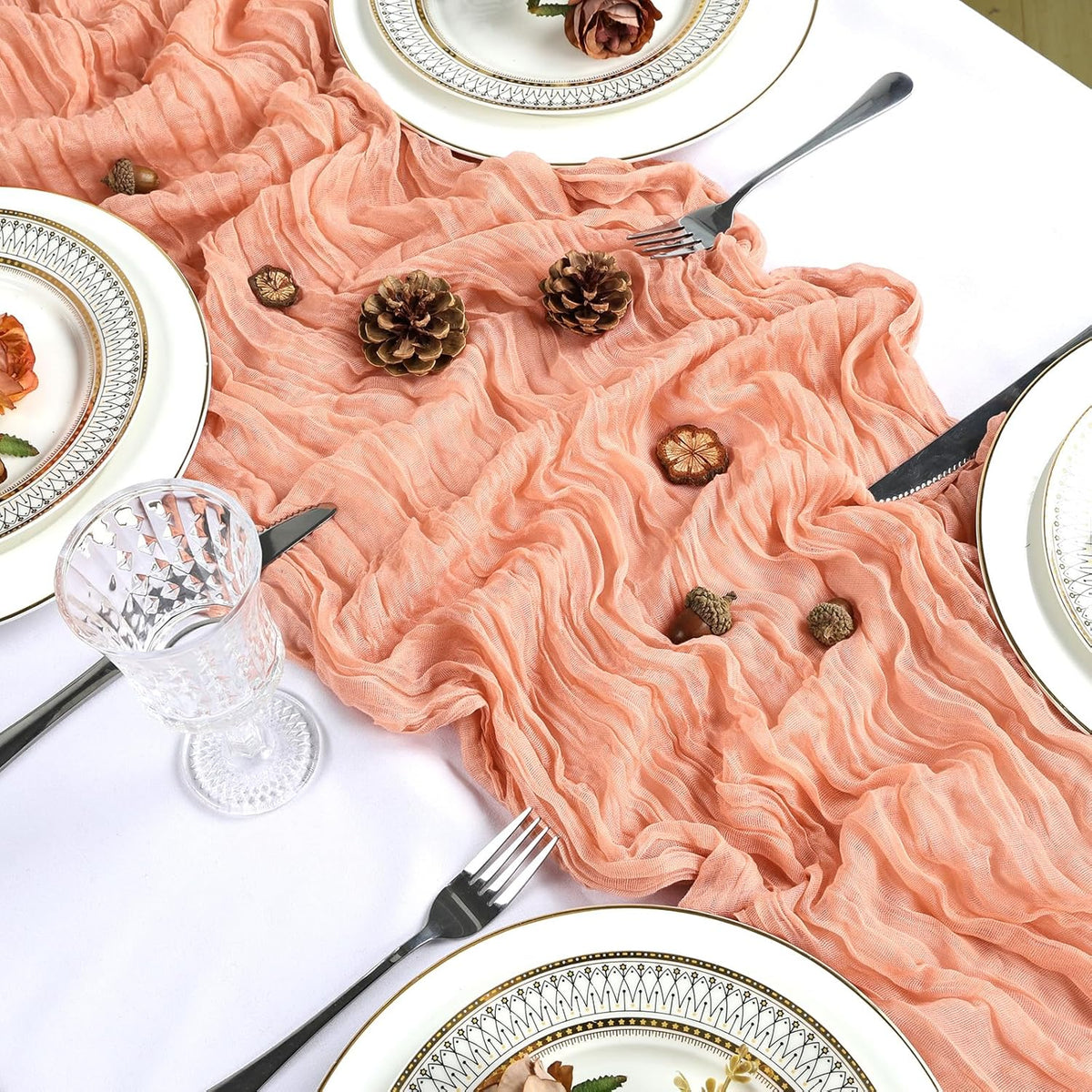 8 Pack 23 x 120 Inch Coral Table Runner 10Ft Cheesecloth
