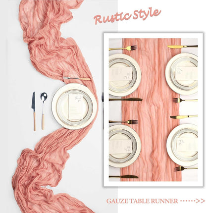 8 Pack 23 x 120 Inch Coral Table Runner 10Ft Cheesecloth
