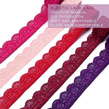 10 Yards 1" Wide Lace Elastic Trim Lace Ribbon Flower Edge Trimming for Sewing Craft Wedding Party Decor Clothes (Pink)