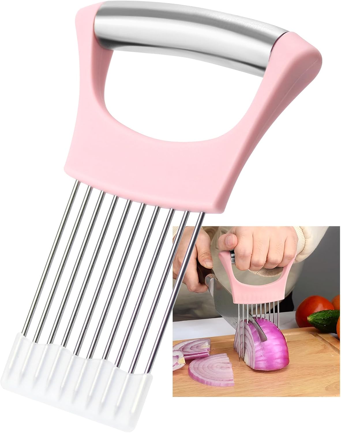 Stainless Steel Onion Holder for Slicing,Onion Slicer Holder,Kitchen Gadget
