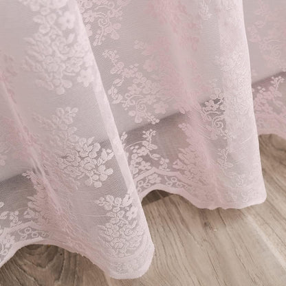 Pink Lace Shower Curtain 36x72, Cute Girly Half Size with Attached Valance