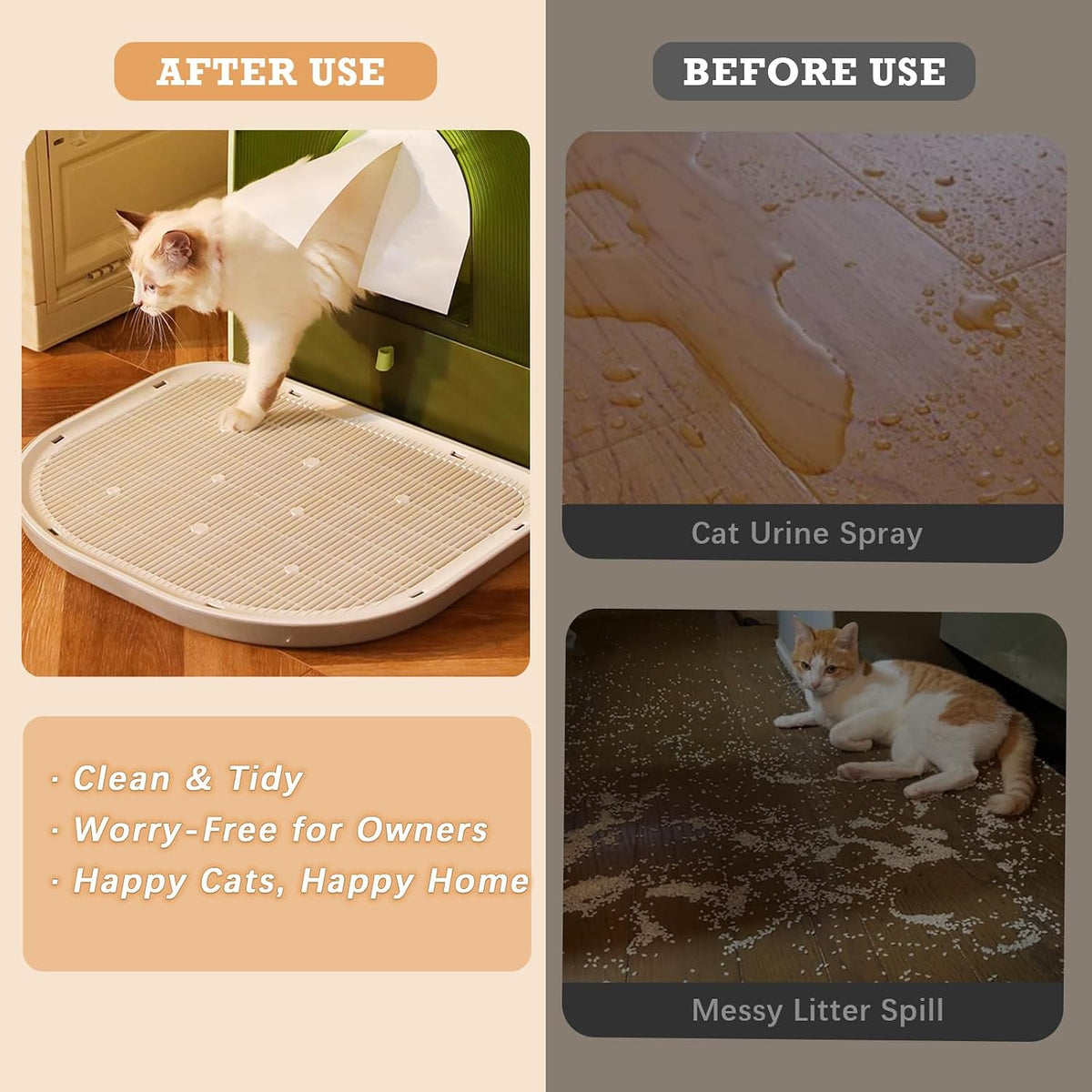 Cat Litter Mat Litter Trapping Mat,19.29"×14.96",Cat Litter Box Mat for Floor,Large Litter Matt for Cat Litter Box,Kitty Litter Mat Catcher,Waterproof Urine Proof,Washable,Easy Clean,Less Waste (Pink)