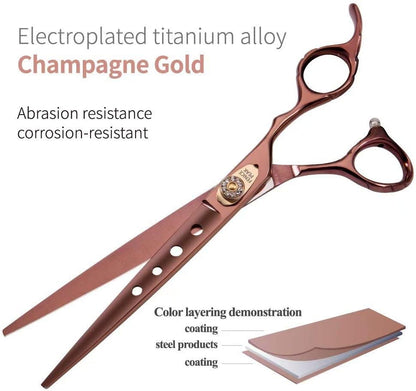 Dog Grooming Scissors Pet Cutting Scissors Professional Dog Scissors for Grooming Shears for Dogs and Cats 440C Japanese Stainless Steel Dog Trimming Shear Edge Scissors(7'')