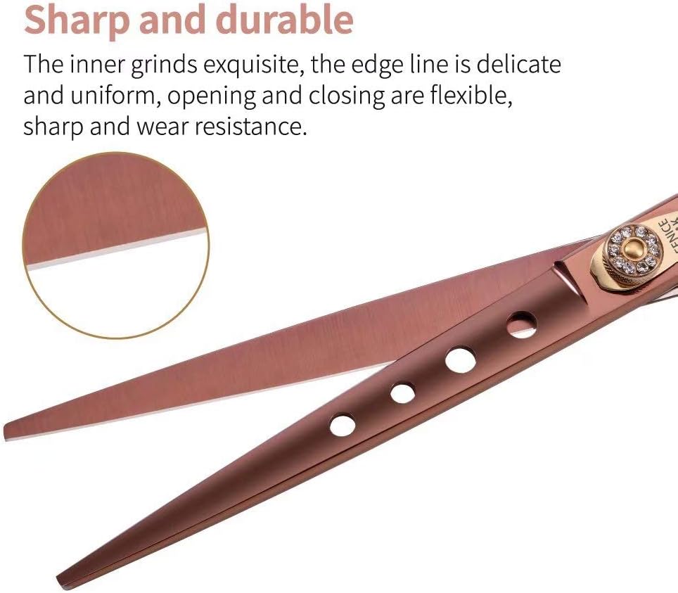 Dog Grooming Scissors Pet Cutting Scissors Professional Dog Scissors for Grooming Shears for Dogs and Cats 440C Japanese Stainless Steel Dog Trimming Shear Edge Scissors(7'')