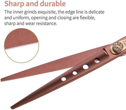 Dog Grooming Scissors Pet Cutting Scissors Professional Dog Scissors for Grooming Shears for Dogs and Cats 440C Japanese Stainless Steel Dog Trimming Shear Edge Scissors(7'')