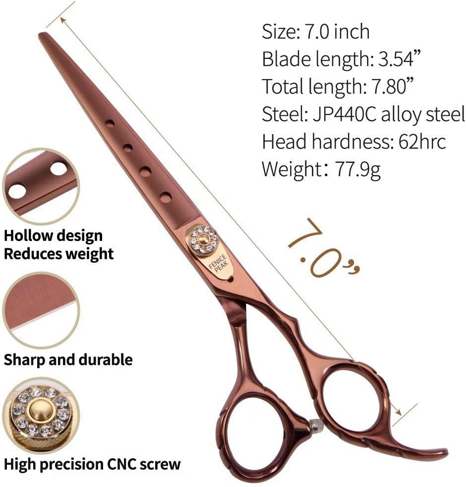 Dog Grooming Scissors Pet Cutting Scissors Professional Dog Scissors for Grooming Shears for Dogs and Cats 440C Japanese Stainless Steel Dog Trimming Shear Edge Scissors(7'')
