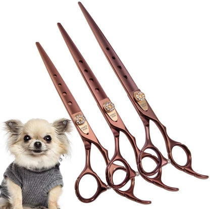 Dog Grooming Scissors Pet Cutting Scissors Professional Dog Scissors for Grooming Shears for Dogs and Cats 440C Japanese Stainless Steel Dog Trimming Shear Edge Scissors(7'')