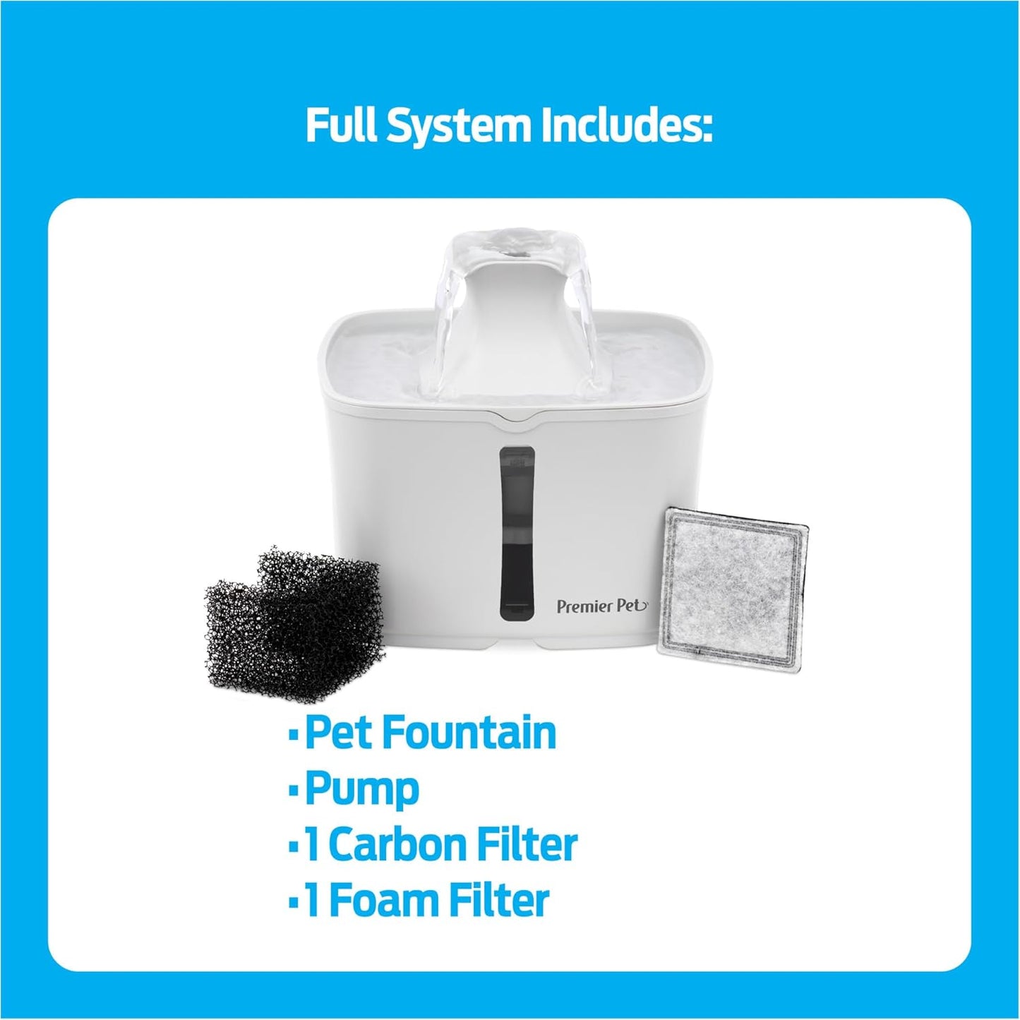 Premier Pet 60 oz. Pet Fountain Automatic Water Fountain for Dogs & Cats