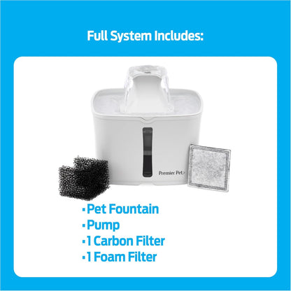 Premier Pet 60 oz. Pet Fountain Automatic Water Fountain for Dogs & Cats