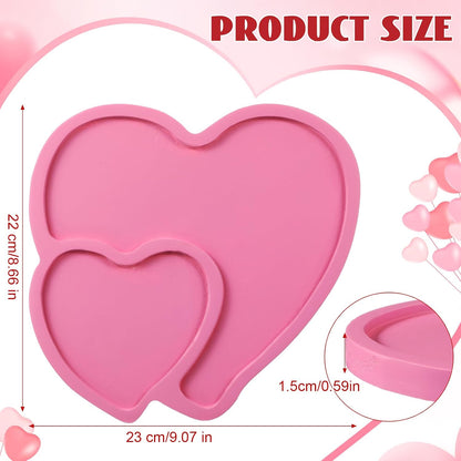 Heart Shaped Plates Cheese Board Charcuterie Boards 9 inch Wood Serving Platters and Trays Salad Plate Dinner Plate Cake Plate Decorative Tray(Pink)
