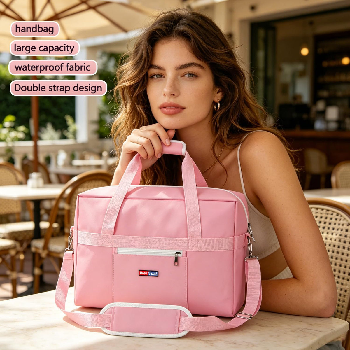 Gym Bag for Women Men, Water-Resistant Duffle Bag for Travel Sports, Lightweight Carry On Bag with Handles and Detachable Shoulder Strap