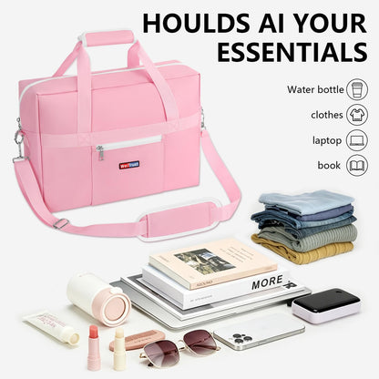Gym Bag for Women Men, Water-Resistant Duffle Bag for Travel Sports, Lightweight Carry On Bag with Handles and Detachable Shoulder Strap