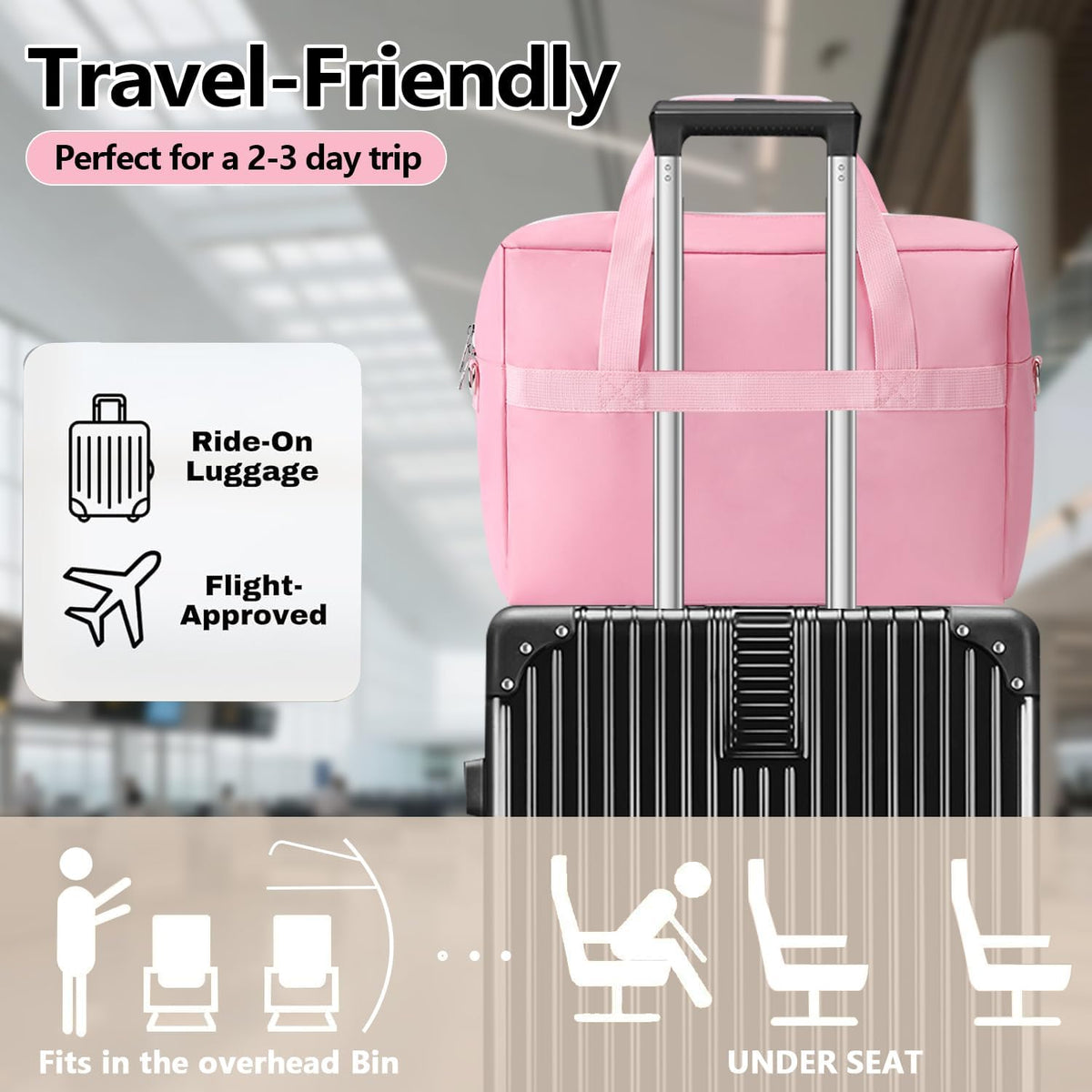 Gym Bag for Women Men, Water-Resistant Duffle Bag for Travel Sports, Lightweight Carry On Bag with Handles and Detachable Shoulder Strap