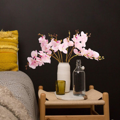 Artificial Orchid Faux Flowers Butterfly Orchid 4 Pcs Real Touch Double Branch Silk Flowers (No Vase) for Wedding Home Party Hotel Yard Decoration Restaurant Patio Festive Furnishing (Pink)