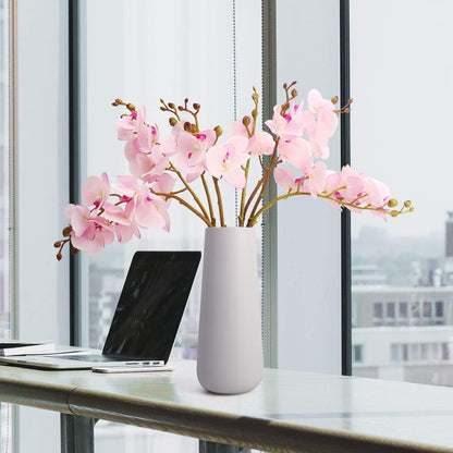 Artificial Orchid Faux Flowers Butterfly Orchid 4 Pcs Real Touch Double Branch Silk Flowers (No Vase) for Wedding Home Party Hotel Yard Decoration Restaurant Patio Festive Furnishing (Pink)