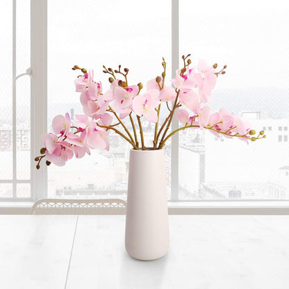 Artificial Orchid Faux Flowers Butterfly Orchid 4 Pcs Real Touch Double Branch Silk Flowers (No Vase) for Wedding Home Party Hotel Yard Decoration Restaurant Patio Festive Furnishing (Pink)