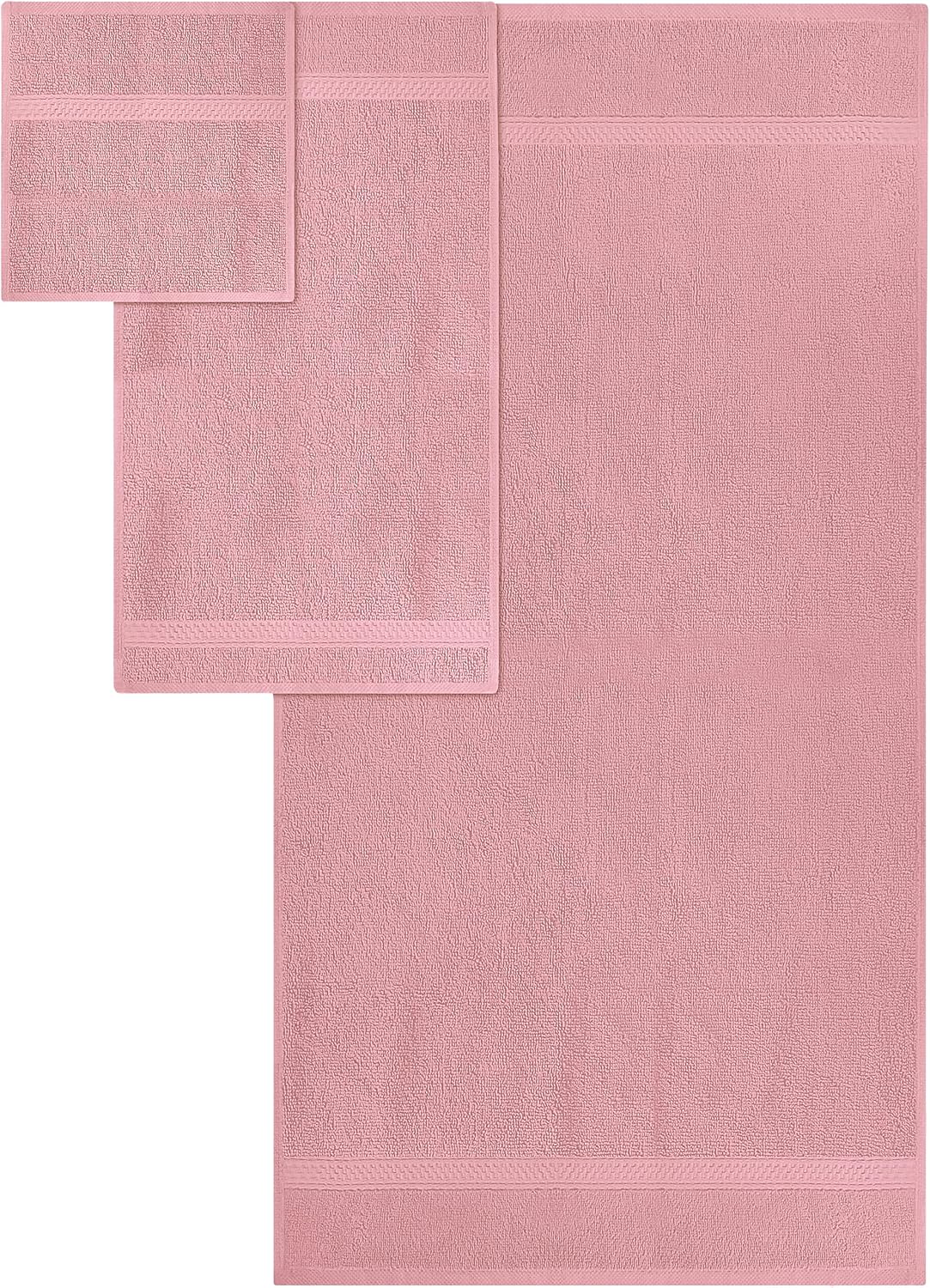 8 Piece Majestic Plush Luxury Towel Set, Cotton, Dusty Pink
