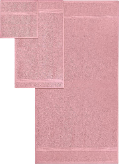 8 Piece Majestic Plush Luxury Towel Set, Cotton, Dusty Pink
