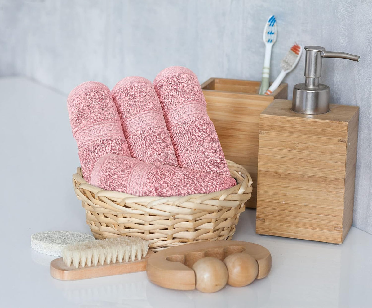 8 Piece Majestic Plush Luxury Towel Set, Cotton, Dusty Pink
