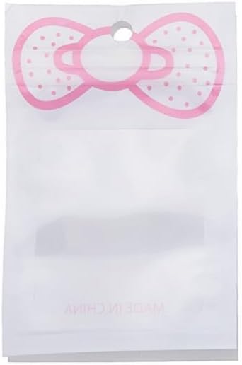 20PCS Cute Pink Jewelry Bags ，Bow Tie Candy Cookies Packing Bags Ornament Beads Storage Pouches Gifts Wrap Cellophane Bags Snack Bag Mylar For Display Storage Small Business Supplies (White-12*18cm)