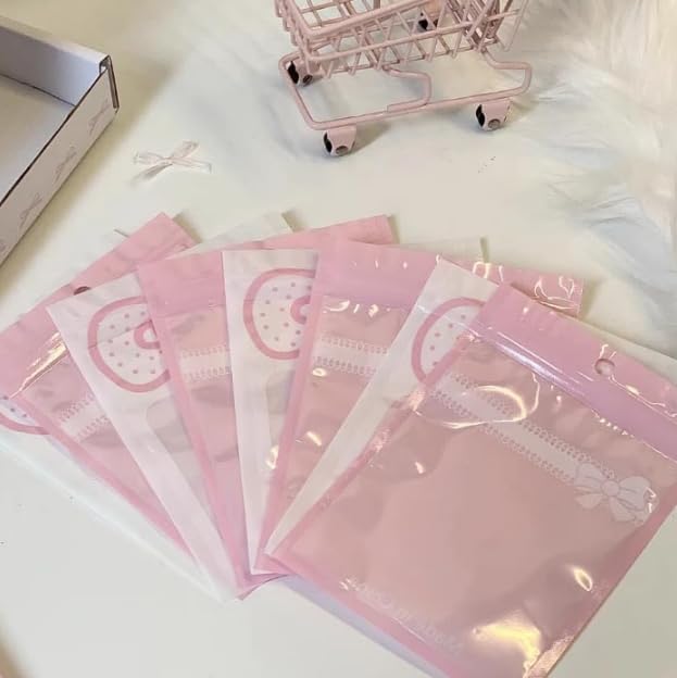 20PCS Cute Pink Jewelry Bags ，Bow Tie Candy Cookies Packing Bags Ornament Beads Storage Pouches Gifts Wrap Cellophane Bags Snack Bag Mylar For Display Storage Small Business Supplies (White-12*18cm)