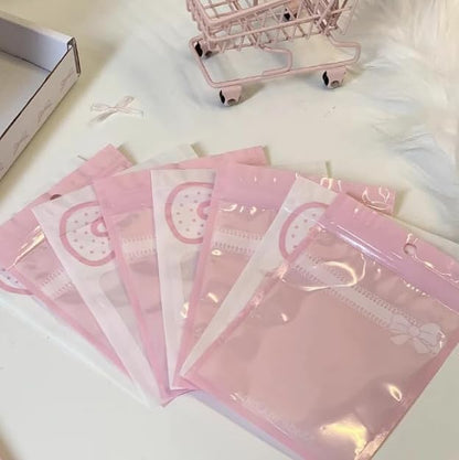 20PCS Cute Pink Jewelry Bags ，Bow Tie Candy Cookies Packing Bags Ornament Beads Storage Pouches Gifts Wrap Cellophane Bags Snack Bag Mylar For Display Storage Small Business Supplies (White-12*18cm)