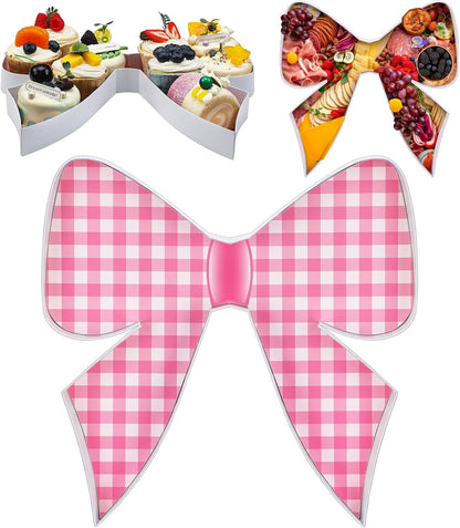 1 Pcs Pink Bow Party Decorations Disposable Bowtie Charcuterie Board for Baby Shower Baby Birthday Food Bow Tray Girl Coquette Serving Charcuterie Letter Fillable Plate for Wedding Supplies