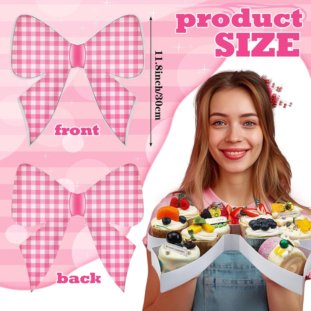 1 Pcs Pink Bow Party Decorations Disposable Bowtie Charcuterie Board for Baby Shower Baby Birthday Food Bow Tray Girl Coquette Serving Charcuterie Letter Fillable Plate for Wedding Supplies