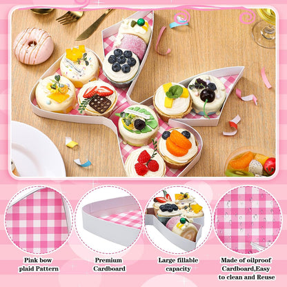 1 Pcs Pink Bow Party Decorations Disposable Bowtie Charcuterie Board for Baby Shower Baby Birthday Food Bow Tray Girl Coquette Serving Charcuterie Letter Fillable Plate for Wedding Supplies