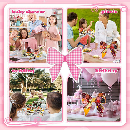 1 Pcs Pink Bow Party Decorations Disposable Bowtie Charcuterie Board for Baby Shower Baby Birthday Food Bow Tray Girl Coquette Serving Charcuterie Letter Fillable Plate for Wedding Supplies