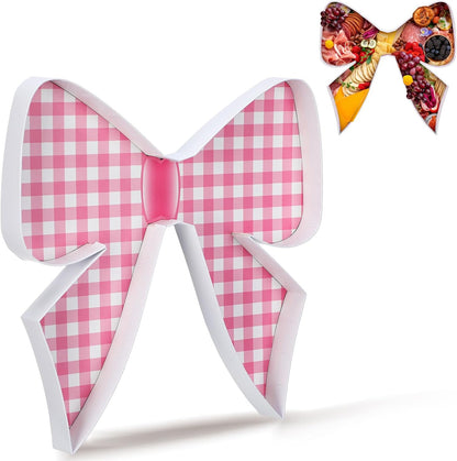 1 Pcs Pink Bow Party Decorations Disposable Bowtie Charcuterie Board for Baby Shower Baby Birthday Food Bow Tray Girl Coquette Serving Charcuterie Letter Fillable Plate for Wedding Supplies