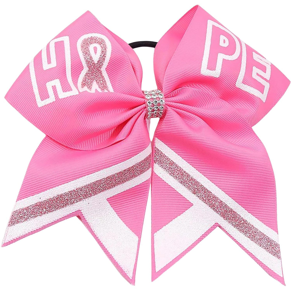Breast Cancer Cheer Bows Hair Ties Pink Ribbon Hair Rubber Band Ponytail Holder Glitter Elastic Hair Bow Ties for Women Breast Cancer Awareness Hair Accessories