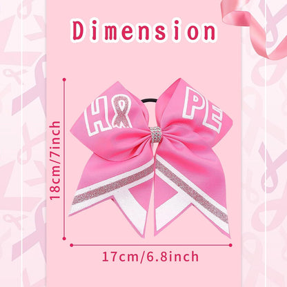 Breast Cancer Cheer Bows Hair Ties Pink Ribbon Hair Rubber Band Ponytail Holder Glitter Elastic Hair Bow Ties for Women Breast Cancer Awareness Hair Accessories