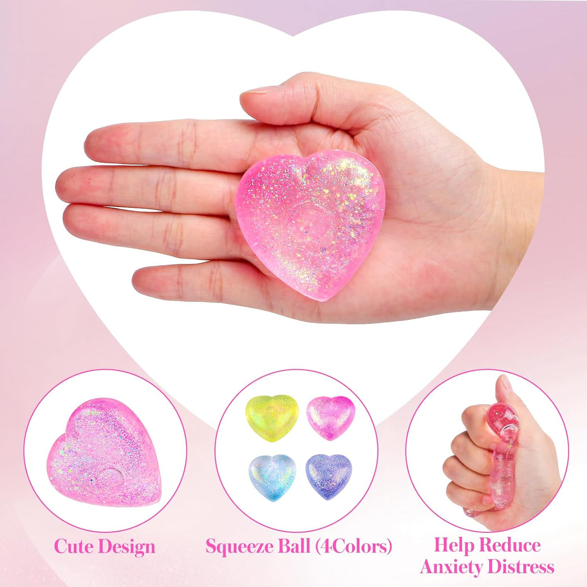 Heart Stress Balls Squishy Balls for Adults, Figurines Sensory Fidget Ball
