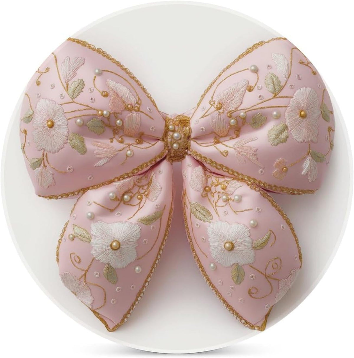 Light Pastel Pink Bow Balloon Embroidered Floral Coasters Set of 4 Absorbent Coasters