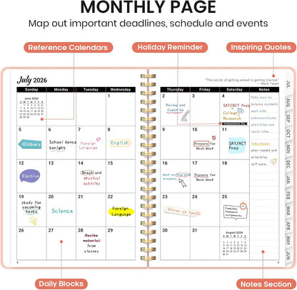 Planner 2026-2027, Jul 2026-Jun 2027 Monthly & Weekly Calendar Book
