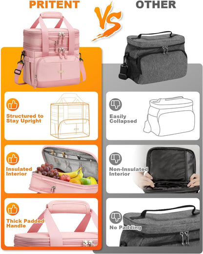 Lunch Box for Men Women Double Decker Insulated Lunch Bag for men