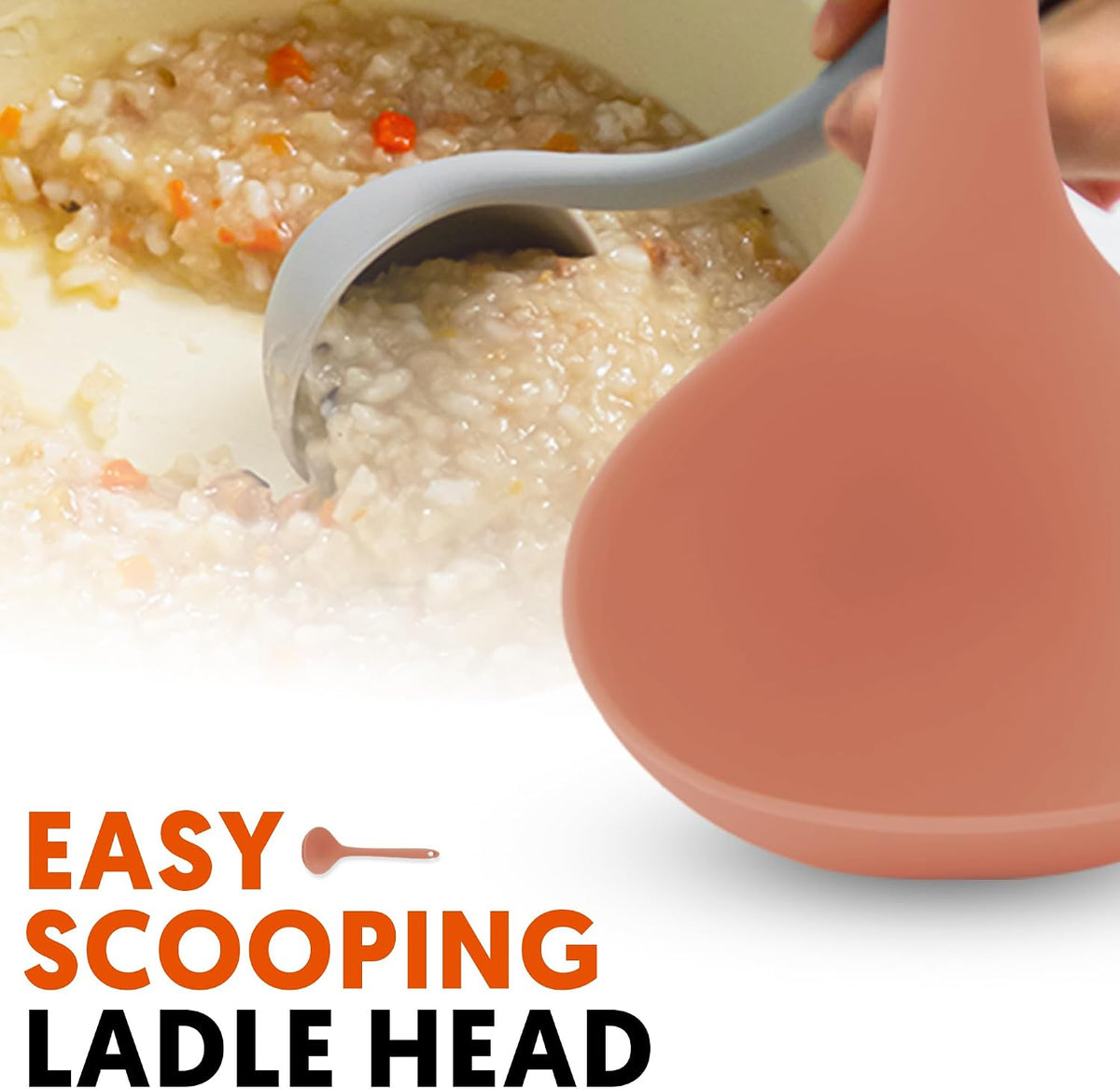 Platinum Silicone Cooking Ladle for Baking, Scraping & Mixing, 100% Food Grade Colorful Silicone Kitchen & Serving Utensils, Heat Resistant, Non-Stick Cookware - 8.6 inch Indie Pink