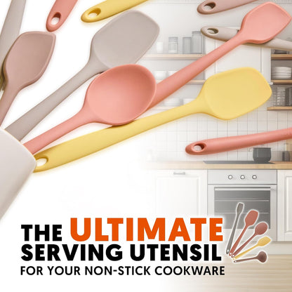 Platinum Silicone Cooking Ladle for Baking, Scraping & Mixing, 100% Food Grade Colorful Silicone Kitchen & Serving Utensils, Heat Resistant, Non-Stick Cookware - 8.6 inch Indie Pink