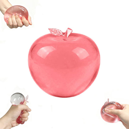 Apple Squishy,Pink Apples Squishy Shaped Stress Balls,Slow Rebound Clear Fruit Squeeze Fidget Toy Anxiety Relief Soft Stress Ball Pinch Sensory Toy
