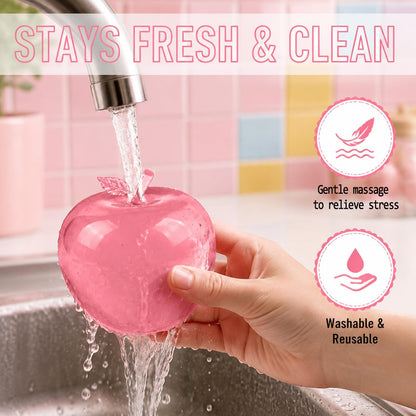 Apple Squishy,Pink Apples Squishy Shaped Stress Balls,Slow Rebound Clear Fruit Squeeze Fidget Toy Anxiety Relief Soft Stress Ball Pinch Sensory Toy
